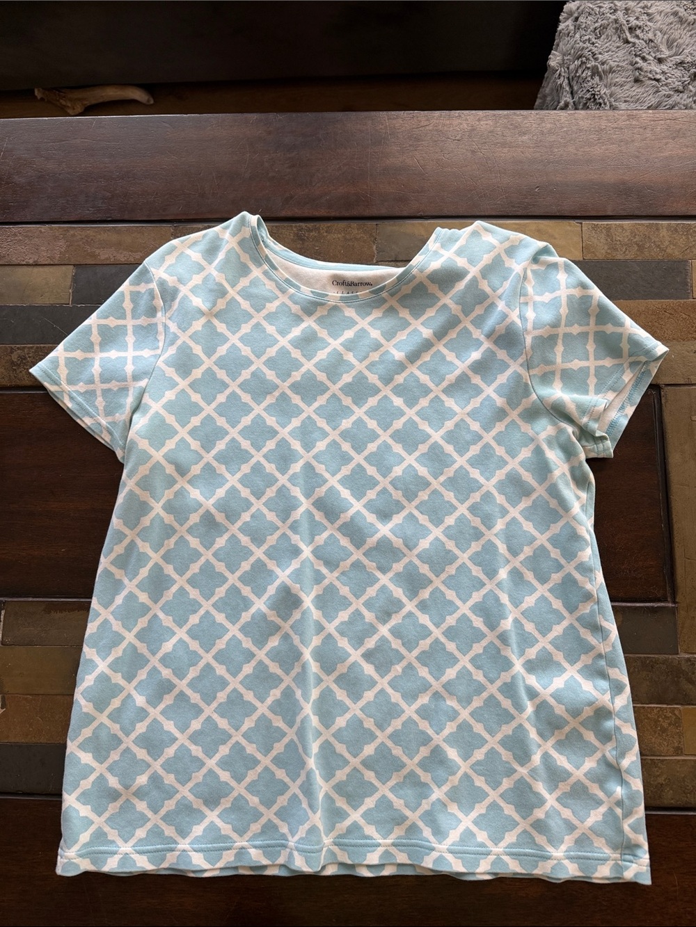 croft & barrow Light Blue and White Short Sleeve Tee